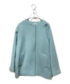 green label relaxingグリーンレーベルリラクシング）の古着「ノーカラーコート」｜ブルー