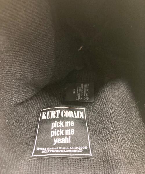 Hysteric Glamour（ヒステリックグラマー）Hysteric Glamour (ヒステリックグラマー) Kurt Cobain (カートコバーン) スマイルニット帽 ブラック×イエローの古着・服飾アイテム