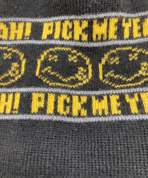 Hysteric Glamour（ヒステリックグラマー）Hysteric Glamour (ヒステリックグラマー) Kurt Cobain (カートコバーン) スマイルニット帽 ブラック×イエローの古着・服飾アイテム