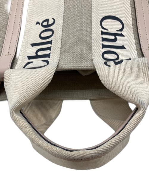 Chloe（クロエ）Chloe (クロエ) Woody スモールトートバッグ ベージュ×ピンクの古着・服飾アイテム