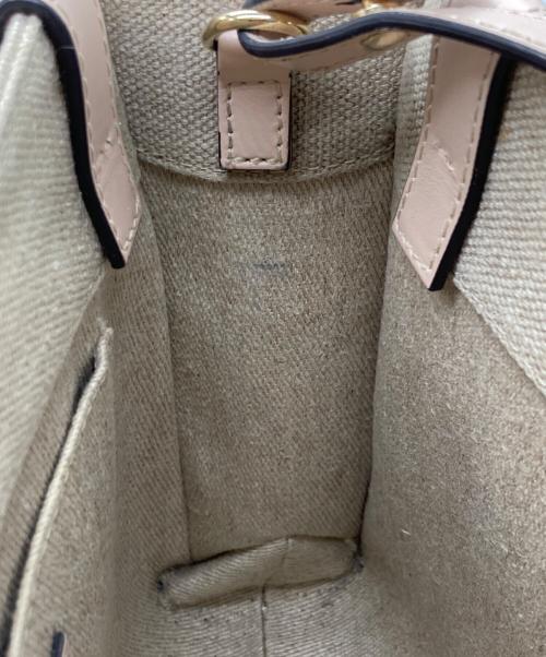 Chloe（クロエ）Chloe (クロエ) Woody スモールトートバッグ ベージュ×ピンクの古着・服飾アイテム