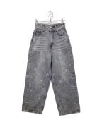 Ameriアメリ）の古着「STUDS DETAIL STRAIGHT DENIM PANTS/デニムパンツ」｜ブラック