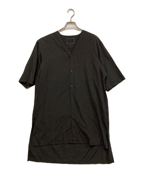ALMOSTBLACK（オールモストブラック）ALMOSTBLACK (オールモストブラック) サイドスリットロングノーカラーシャツ ブラック サイズ:Uの古着・服飾アイテム