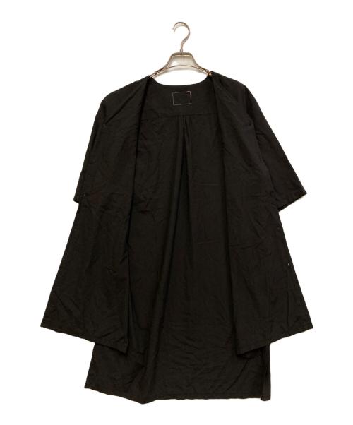 ALMOSTBLACK（オールモストブラック）ALMOSTBLACK (オールモストブラック) サイドスリットロングノーカラーシャツ ブラック サイズ:Uの古着・服飾アイテム