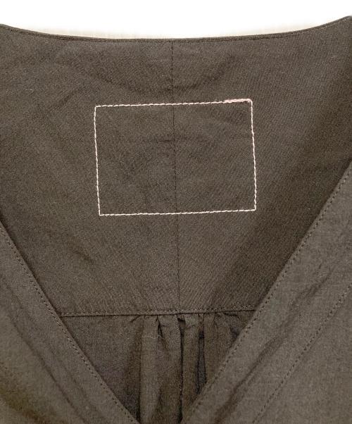 ALMOSTBLACK（オールモストブラック）ALMOSTBLACK (オールモストブラック) サイドスリットロングノーカラーシャツ ブラック サイズ:Uの古着・服飾アイテム