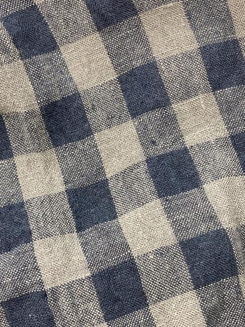 ICHI Antiquites（イチアンティークス）ICHI Antiquites (イチアンティークス) 東炊きリネンギンガムシャツ グレー×ネイビー サイズ:表記なしの古着・服飾アイテム