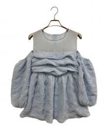 Olu×Sae Okazaki（オルドット）の古着「2WAYシアージャガードブラウス」｜スカイブルー