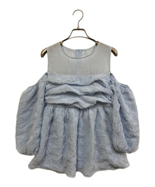 Olu（オルドット）olu (オルドット) Sae Okazaki 2WAYシアージャガードブラウス スカイブルー サイズ:FREEの古着・服飾アイテム