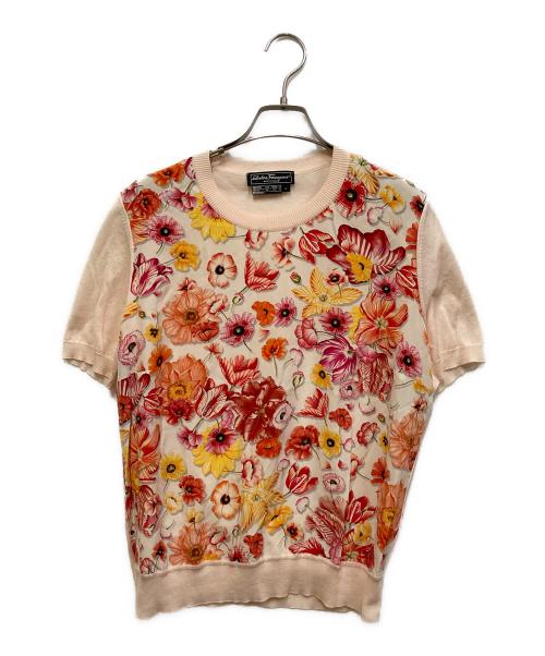 Salvatore Ferragamo（サルヴァトーレ フェラガモ）Salvatore Ferragamo (サルヴァトーレ フェラガモ) 半袖ニット ピンク サイズ:SIZE Lの古着・服飾アイテム