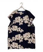 貫頭衣 SOU・SOUカントウイソウソウ）の古着「花柄ノースリーブワンピース」｜ネイビー
