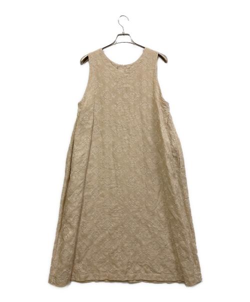 TSUHARU by samansa Mos2（ツハル バイ サマンサモスモス）TSUHARU by Samansa Mos2 (ツハル バイ サマンサモスモス) お花タイル総刺繍前後着ワンピース ベージュ サイズ:SIZE Freeの古着・服飾アイテム