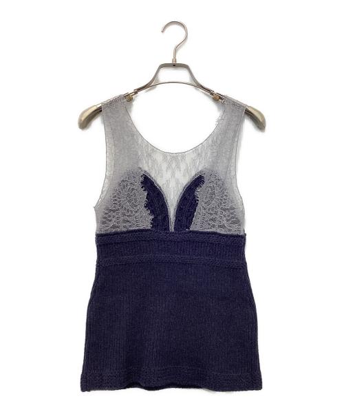 babaco（ババコ）babaco (ババコ) レースニットコンビトップス ネイビー サイズ:SIZE Freeの古着・服飾アイテム