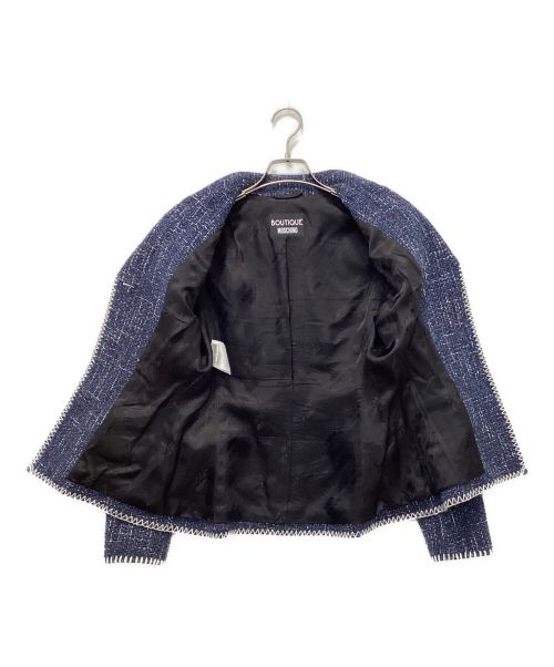 BOUTIQUE MOSCHINO（ブティック モスキーノ）BOUTIQUE MOSCHINO (ブティック モスキーノ) ツイードジャケット ネイビー サイズ:40の古着・服飾アイテム