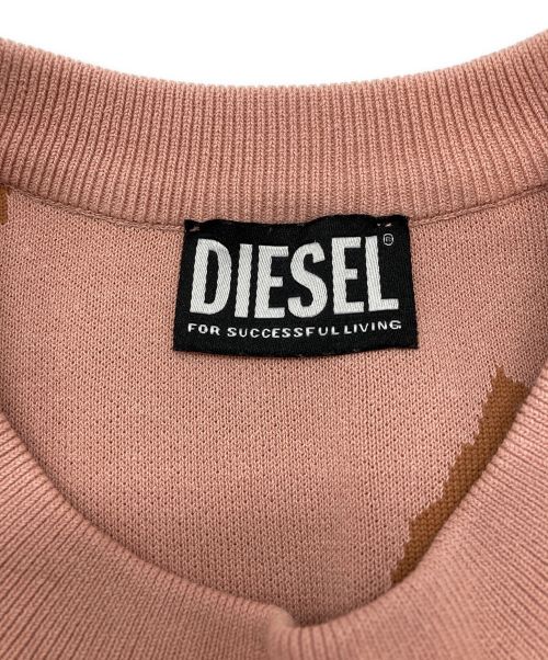 DIESEL（ディーゼル）DIESEL (ディーゼル) 総柄サイドジップニット ピンク サイズ:SIZE Sの古着・服飾アイテム