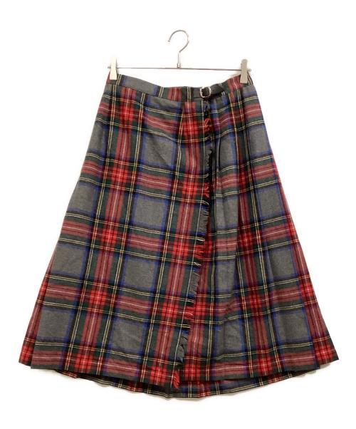 O'NEIL OF DUBLIN（オニールオブダブリン）O'NEIL OF DUBLIN (オニールオブダブリン) チェックラップスカート グレー サイズ:SIZE 38の古着・服飾アイテム