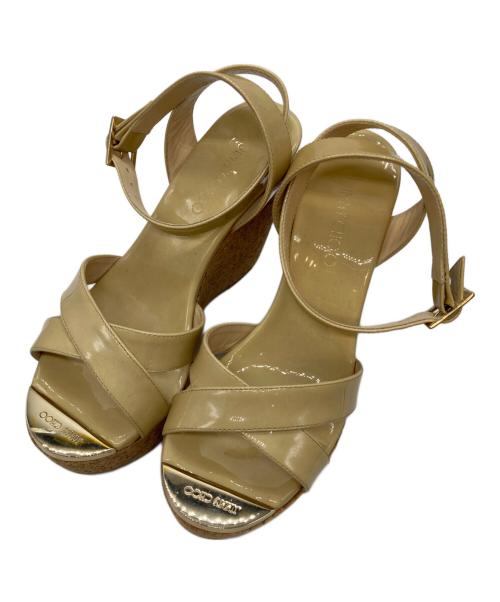 JIMMY CHOO（ジミーチュウ）JIMMY CHOO (ジミーチュウ) ウェッジソールサンダル ベージュ サイズ:22.5の古着・服飾アイテム