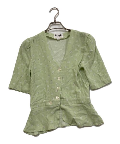 Rouje（ルージュ）Rouje (ルージュ) 花柄ブラウス ライトグリーン サイズ:38の古着・服飾アイテム
