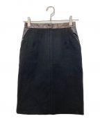 CELINEセリーヌ）の古着「ウール切替スカート」｜ブラック