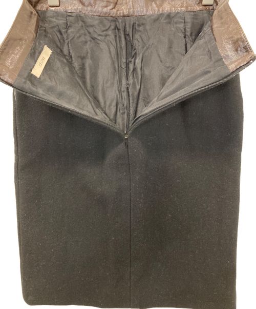 CELINE（セリーヌ）CELINE (セリーヌ) ウール切替スカート ブラック サイズ:38の古着・服飾アイテム