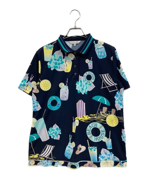 LEONARD SPORT（レオナール スポーツ）LEONARD SPORT (レオナール スポーツ) 柄ポロシャツ ネイビー サイズ:SIZE 42の古着・服飾アイテム