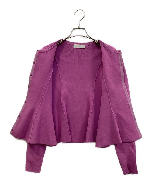 CELFORD（セルフォード）CELFORD (セルフォード) 畦編みペプラムカーディガン パープル サイズ:SIZE 36の古着・服飾アイテム