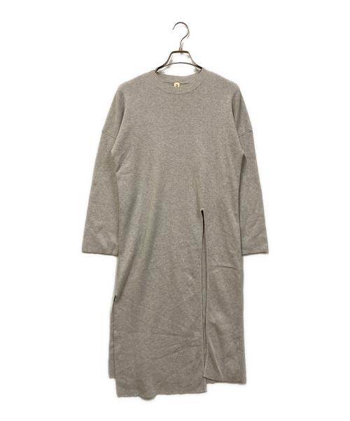 nagonstans（ナゴンスタンス）nagonstans (ナゴンスタンス) コットンカシミヤスリットニットワンピース グレー サイズ:SIZE 38の古着・服飾アイテム