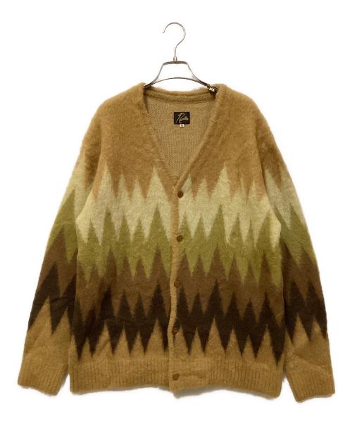 Needles（ニードルズ）Needles (ニードルズ) Mohair Cardigan - Zigzag イエロー×ベージュ サイズ:SIZE Mの古着・服飾アイテム