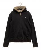BURBERRY BLACK LABELバーバリーブラックレーベル）の古着「ファー付きジップパーカー」｜ブラック