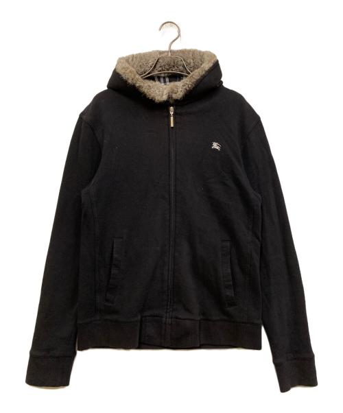 BURBERRY BLACK LABEL（バーバリーブラックレーベル）BURBERRY BLACK LABEL (バーバリーブラックレーベル) ファー付きジップパーカー ブラック サイズ:SIZE 3の古着・服飾アイテム