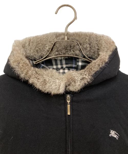 BURBERRY BLACK LABEL（バーバリーブラックレーベル）BURBERRY BLACK LABEL (バーバリーブラックレーベル) ファー付きジップパーカー ブラック サイズ:SIZE 3の古着・服飾アイテム