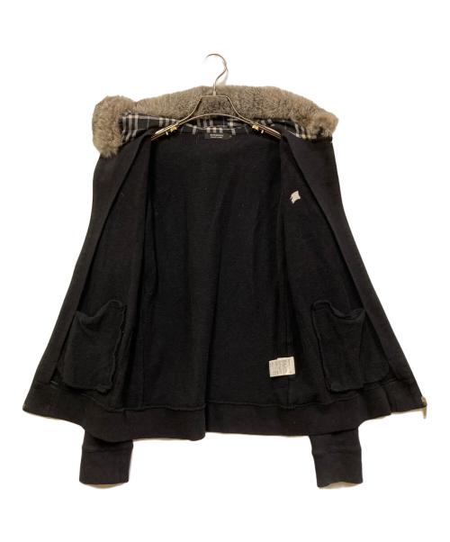 BURBERRY BLACK LABEL（バーバリーブラックレーベル）BURBERRY BLACK LABEL (バーバリーブラックレーベル) ファー付きジップパーカー ブラック サイズ:SIZE 3の古着・服飾アイテム