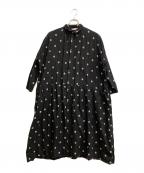 ICHI Antiquitesイチアンティークス）の古着「ドット刺繍リネンワンピース」｜ブラック