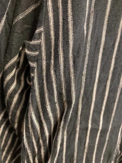 ICHI Antiquites（イチアンティークス）ICHI Antiquites (イチアンティークス) リネンストライプシャツワンピース ブラック サイズ:SIZE Freeの古着・服飾アイテム
