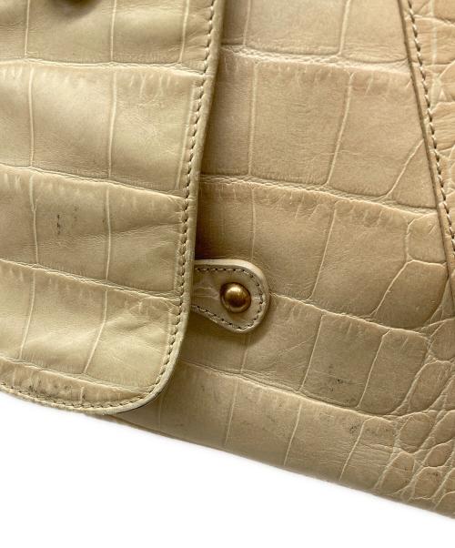 MaxMara（マックスマーラ）MaxMara (マックスマーラ) クロコ型押しハンドバッグ ホワイト サイズ:表記なしの古着・服飾アイテム