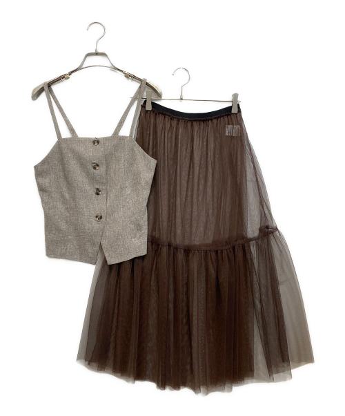 COHINA（コヒナ）COHINA (コヒナ) ビスチェチュールスカートセットアップ ブラウン サイズ:SIZE Freeの古着・服飾アイテム