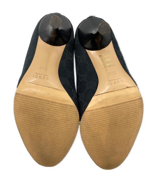 GUCCI（グッチ）GUCCI (グッチ) GGキャンバスオープントゥパンプス ブラック サイズ:34の古着・服飾アイテム