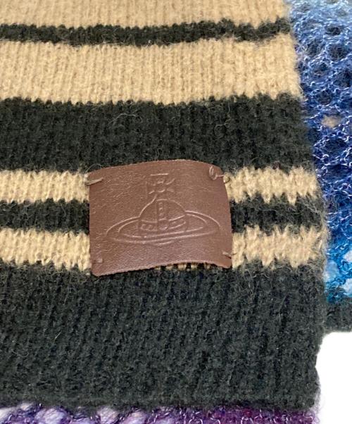 Vivienne Westwood（ヴィヴィアンウエストウッド）Vivienne Westwood (ヴィヴィアンウエストウッド) モヘヤ混マフラー パープル×ブラックの古着・服飾アイテム