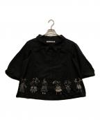 OLLEBOREBLAアルベロベロ）の古着「ブタさん刺繍シャツ」｜ブラック