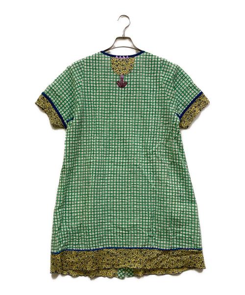 OLLEBOREBLA（アルベロベロ）OLLEBOREBLA (アルベロベロ) 切替ワンピース グリーン×ブルー サイズ:表記なしの古着・服飾アイテム