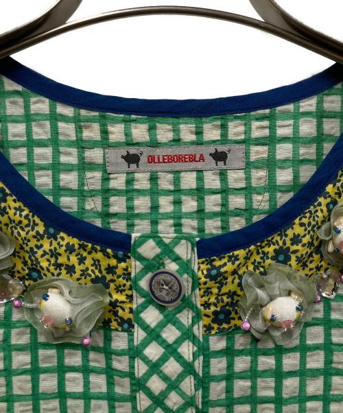 OLLEBOREBLA（アルベロベロ）OLLEBOREBLA (アルベロベロ) 切替ワンピース グリーン×ブルー サイズ:表記なしの古着・服飾アイテム