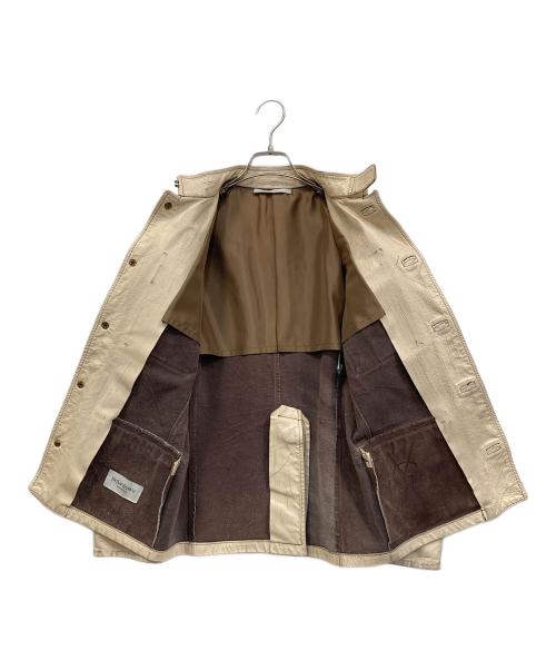 Yves Saint Laurent（イヴサンローラン）Yves Saint Laurent (イヴサンローラン) カーフレザーサファリジャケット ベージュ サイズ:SIZE 46の古着・服飾アイテム