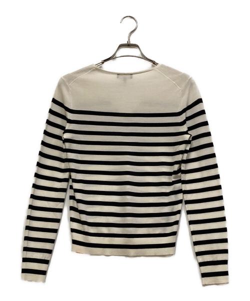 theory（セオリー）theory (セオリー) Regal Wool Stripe Vneck ホワイト サイズ:SIZE　Sの古着・服飾アイテム