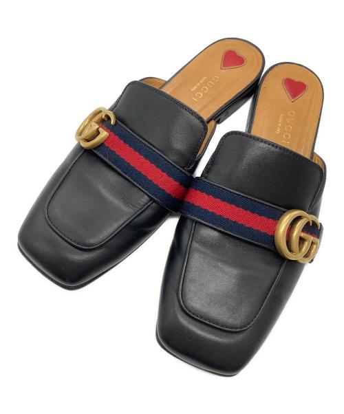 GUCCI（グッチ）GUCCI (グッチ) プリンスタウン シェリーライン ダブルG ミュールサンダル ブラック サイズ:SIZE 37の古着・服飾アイテム