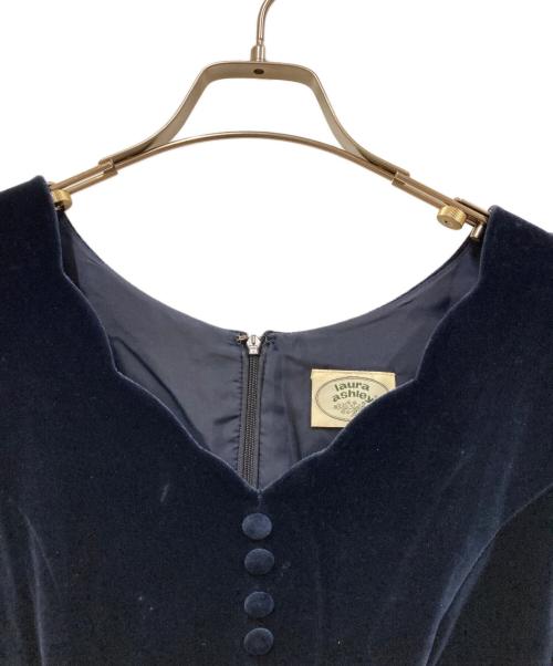LAURA ASHLEY（ローラ アシュレイ）LAURA ASHLEY (ローラ アシュレイ) ベロアワンピース ネイビー サイズ:SIZE 9ARの古着・服飾アイテム