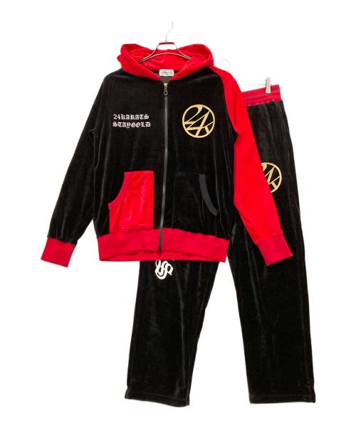 24karats（トゥエンティーフォーカラッツ）24karats (トゥエンティーフォーカラッツ) ベロアセットアップ ブラック サイズ:Lの古着・服飾アイテム