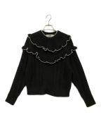 furfurファーファー）の古着「フリルヨークケーブルセーター」｜ブラック