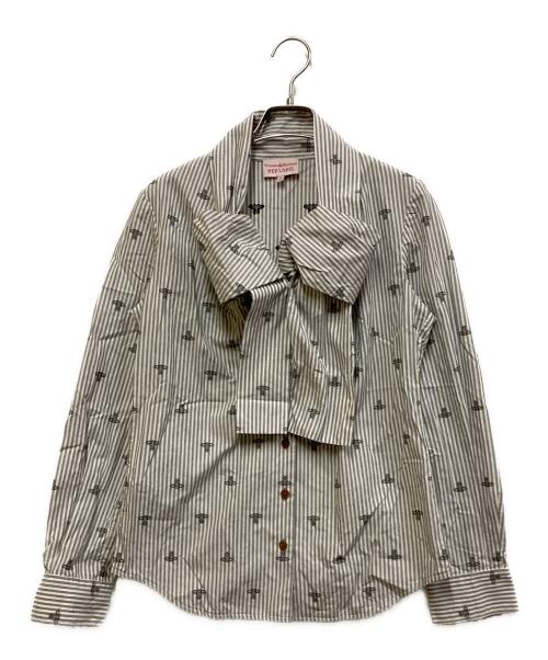 Vivienne Westwood RED LABEL（ヴィヴィアンウエストウッドレッドレーベル）Vivienne Westwood RED LABEL (ヴィヴィアンウエストウッドレッドレーベル) リボンシャツ グレー サイズ:SIZE Mの古着・服飾アイテム