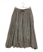 SOILソイル）の古着「リネンスカート」｜ホワイト×ブラック