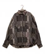 SUGAR CANEシュガーケーン）の古着「グラデーションパッチワーク ワークシャツ」｜ブラック