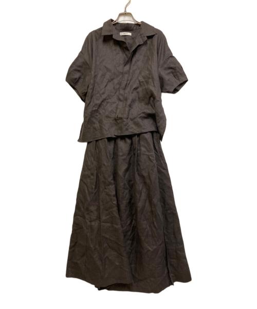 ebure（エブール）EBURE (エブール) ボタニカルリネンワンピース グレー サイズ:36の古着・服飾アイテム